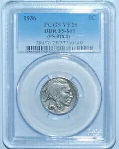 1936 PCGS VF25 FS-801 DDR �_�u���_�u���_�C ���o�[�X�o�b�t�@���[�j�b�P��