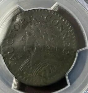 1787 コネチカット 1/2 セント ラフィング ヘッド PCGS 認定 - VF 詳細 - 美しい!