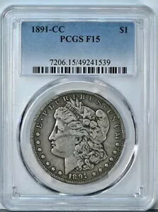 1891 CC MORGAN F15 PCGS �O���[�h �V���o�[ �_���[ �J�[�\�� �V�e�B F 15 �t�@�C�� �R�C�� 7206