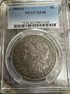 PCGS XF40 1884-S ���[�K�� �V���o�[ �_���[ �T���t�����V�X�R �~���g �_���[ RP-278