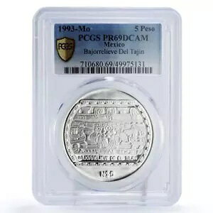 メキシコ 5 ペソ プレコロンビナ バジョレリーブ デル タジン PR69 PCGS 銀貨 1993
