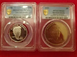 1995 �}�[�V�������� $5 & $20 �}�������E�������[ ���D �̎� �V���o�[&�R�b�p�[ PCGS