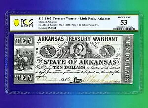 1865 Cr.54 $10 �A�[�J���\�[�B�����ȃ������g ����x��̂��� PCGS 53 �z���C�g �y�[�p�[ ���A