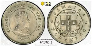 英国領ジャマイカ、1904 年エドワード 7 世ファーシング。PCGS MS 65。192,000 ミント。
