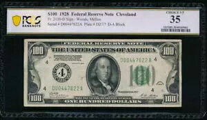 AC NUMERICAL 1928 $100 �N���[�u�����h PCGS 35 ������ Fr 2150-D