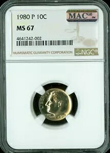 1980 �v���[�Y�x���g �_�C�� NGC MS67 PQ 2ND �ō������A MAC �X�|�b�g���X *