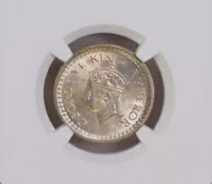 1943(B) 1/2 ���s�[ KG VI DOT MINTMARK British India-NGC Graded MS 63