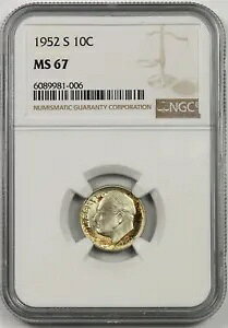 1952-S 10C NGC MS 67 (�}���` �J���[ �g�[��) ���[�Y�x���g �_�C��