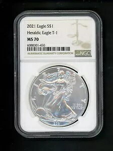2021 US �A�����J�� �V���o�[ �C�[�O�� �h�� $1 NGC MS70 GEM UNC Heraldic Eagle T-1