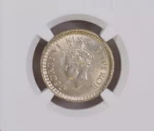 1943(B) 1/2 ���s�[ KG VI DOT MINTMARK British India-NGC Graded MS 63