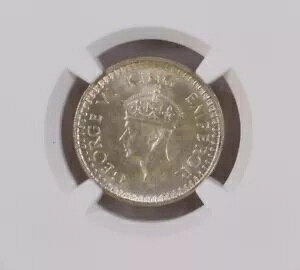 1943(B) KG VI �p�̃C���h 1/2 ���s�[ DOT MINTMARK -NGC Graded MS 63