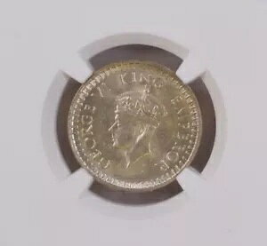 1943(B) KG VI �p�̃C���h 1/2 ���s�[ DOT MINTMARK -NGC Graded MS 63