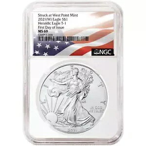 2021 (W) $1 �^�C�v 1 �A�����J�� �V���o�[ �C�[�O�� NGC MS69 FDI �t���O ���x��