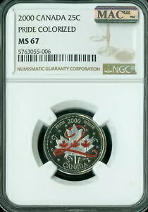 2000 �J�i�_ 25 �Z���g �v���C�h �J���[���C�Y NGC MS67 PQ MAC �X�|�b�g���X�B