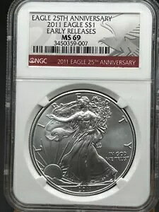 2011 Silver Eagle 1$ NGC MS 69 ���������[�X 25 ���N�L�O