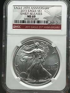 2011 Silver Eagle 1$ NGC MS 69 ���������[�X 25 ���N�L�O