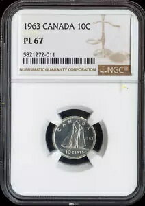 1963 �J�i�_ �V���o�[ 10 �Z���g 10C NGC PL67 - �i��