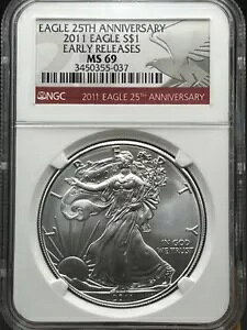 2011 Silver Eagle 1$ NGC MS 69 ���������[�X 25 ���N�L�O