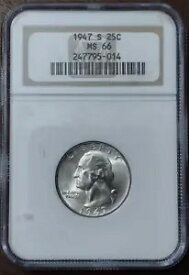 1947-S ワシントン シルバー クォーター ~ NGC グレード MS66 ~ オールド ソープボックス ~ 素敵なレブ トーン