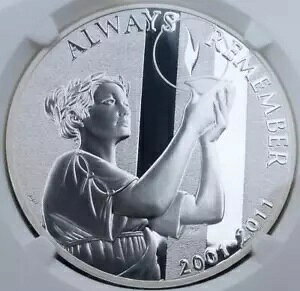 2011 P NGC PF 69 U-Cam 9/11 10th Memorial 1oz .999 Fine Silver Medal�A�č�������