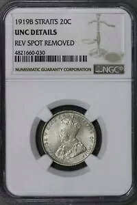 Straits Settlements 1919B 20 Zg NGC UNC ڍ Rev X|bg폜 S715