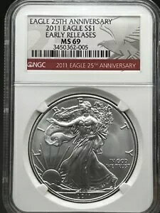 2011 Silver Eagle 1$ NGC MS 69 ���������[�X 25 ���N�L�O