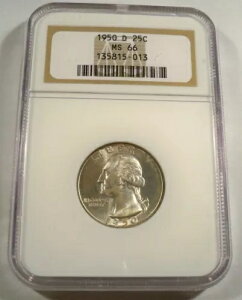1950-D NGC MS66 ���V���g�� �N�H�[�^�[ �V���o�[ �f�G�Ŋ��炩�ȃ��C�g�g�[�� MS 66 25c
