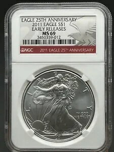 2011 Silver Eagle 1$ NGC MS 69 ���������[�X 25 ���N�L�O