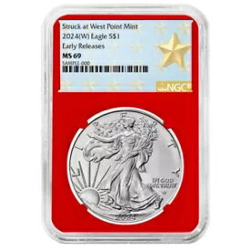 2024 (W) $1 1 オンス アメリカン シルバー イーグル NGC MS69 ER ウエスト ポイント スター ラベル、R...