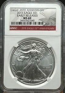 2011 Silver Eagle $1 NGC MS 69 ���������[�X 25 ���N�L�O