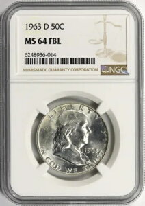 1963-D 50c �t�����N���� �n�[�t�_���[ NGC MS64FBL