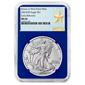 2024 (W) $1 1 オンス アメリカン シルバー イーグル NGC MS69 ER ウエスト ポイント スター ラベル、B...