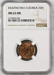 ؍ 10 t@ KE4294 1961 NGC MS63 RB
