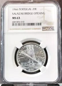 1966 �|���g�K�� �V���o�[ 20 �G�X�N�[�h �T���U�[�����J�� NGC MS 63 �u���C�g���X�^�[