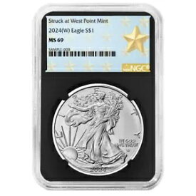 2024 (W) $1 1 オンス アメリカン シルバー イーグル NGC MS69 ウエスト ポイント スター ラベル、リター...