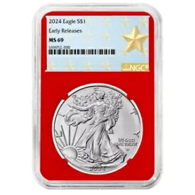 2024 $1 1 オンス アメリカン シルバー イーグル NGC MS69 ER ウエスト ポイント スター ラベル (レッド コア付き)