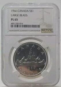 1966 PCGS �J�i�_ 1 �h�� PL LA 65 �̑傫�ȃr�[�Y