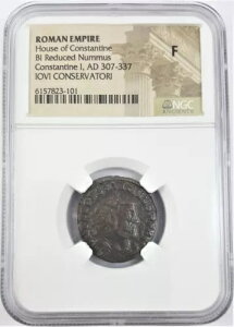 JOVI CONSERVATORI NGC F �R���X�^���e�B�k�X 1 ���̃��[�}���� AD 307-337 Bi Nummus