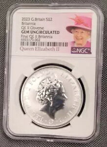 2023 Great.Britain Britannia QE II 表面 S2PND クイーンエリザベス II ラベル付き