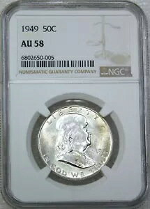 1949 P �t�����N���� �n�[�t�_���[ NGC AU58 �����ڂ̓t���x�����C�� PQ �O���[�f�B���O�ς� #F740C