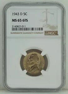 1943 -D �W�F�t�@�[�\�� �j�b�P�� 5C 5 �Z���g US �R�C�� - NGC MS 65 6FS 6 �t�� �X�e�b�v ~#6383