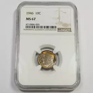 1946 P NGC MS67 - �g�[�� �V���o�[ ���[�Y�x���g �_�C�� - 10c �č��R�C�� #47403A