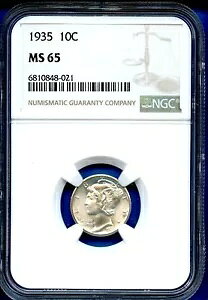 1935 P NGC MS65 �}�[�L�����[ �_�C�� �č������ǋ�� 10c 1935-P MS-65