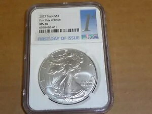 2023 $1 �A�����J�� �V���o�[ �C�[�O�� 1st ���s���� NGC MS70 MS 70