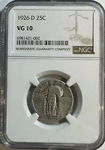 1926-D NGC 25C �X�^���f�B���O ���o�e�B �N�H�[�^�[ - NGC VG 10 - �W���X�g�O���[�f�B���O - (#B1)