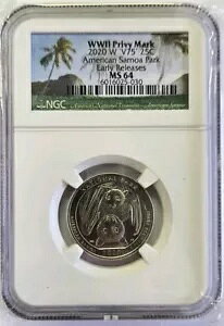 2020 W NGC MS64 FR �T���A �N�H�[�^�[ �A�����J���p�[�N 25C ��񎟐��E��� �v�����B�}�[�N V75