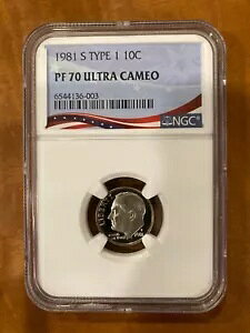 1981 S �^�C�v 1 ���[�Y�x���g �_�C�� 10c NGC PF70 UCAM ~ �v���[�t���i��