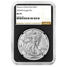 2024 (W) $1 1 オンス アメリカン シルバー イーグル NGC MS70 ブラウン ラベル、レトロ コア付き