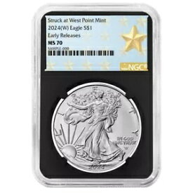 2024 (W) $1 1 オンス アメリカン シルバー イーグル NGC MS70 ER ウエスト ポイント スター ラベル、R...
