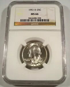 1951-D NGC MS66 ���V���g�� �N�H�[�^�[ �u���C�g �z���C�g �V���o�[ 25c MS 66